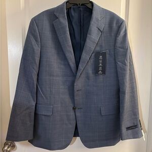 Men's Stafford Coolmax Blue Plaid Blazer Sz 48R